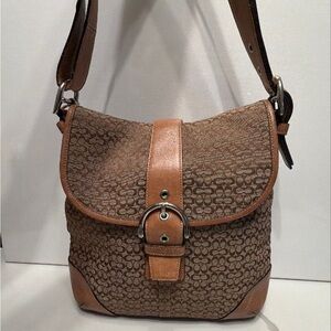 Coach small C’s Tan and Brown Crossbody Bag